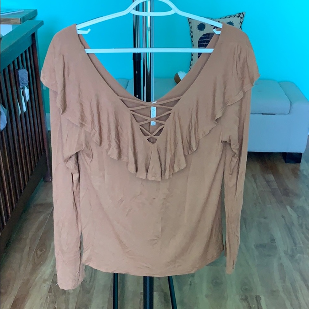 brown long sleeve top